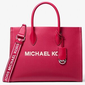 Michael Kors Mirella Medium Pebbled Leather Tote in Dark Raspberry PRICE FIRM